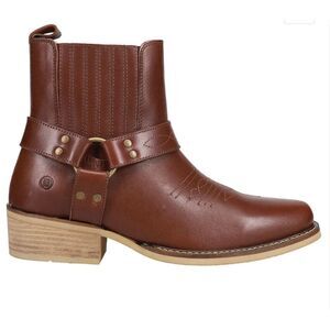 Dingo Black Bart Brown Leather Square Toe Mens Boots Size 11.5 New